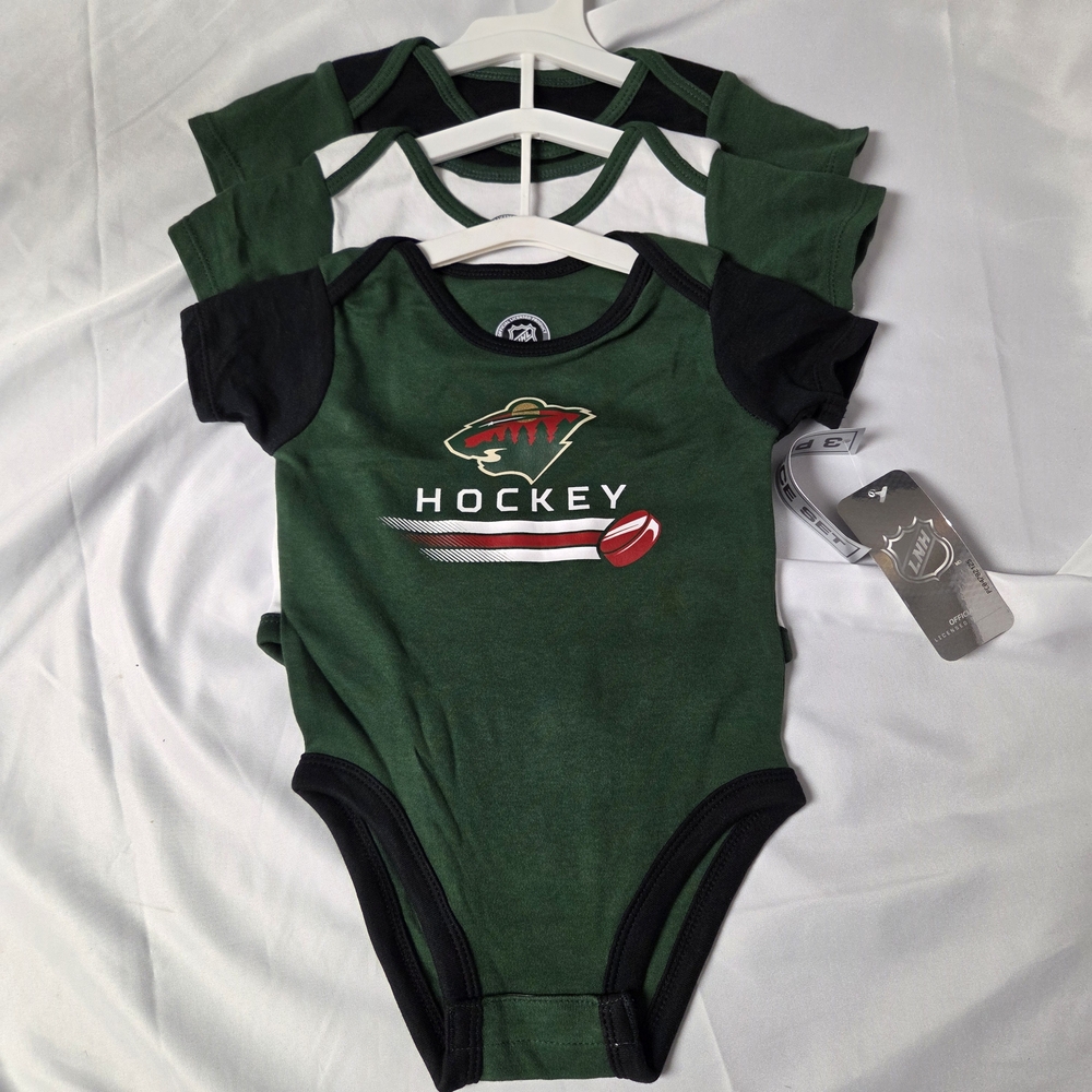 NHL 12 Months Minnesota‎ Wild 3 Pack Onesies